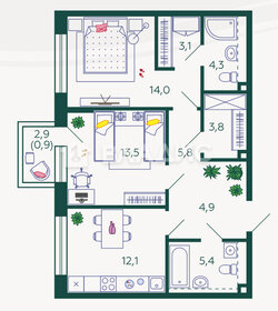 Квартира 67,8 м², 2-комнатная - изображение 1