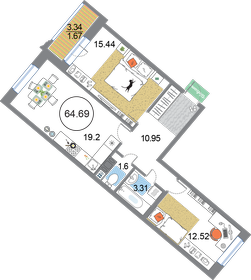 57 м², 2-комнатная квартира 22 000 000 ₽ - изображение 124