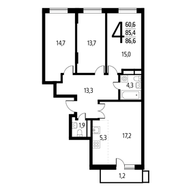 Квартира 86,6 м², 4-комнатная - изображение 1