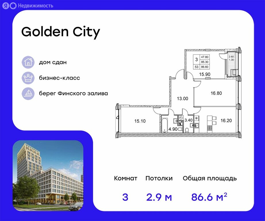 Варианты планировок ЖК Golden City - планировка 3