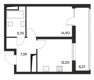 Квартира 48,5 м², 1-комнатная - изображение 1