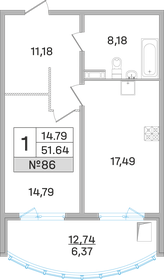 51,5 м², 1-комнатная квартира 9 791 200 ₽ - изображение 24