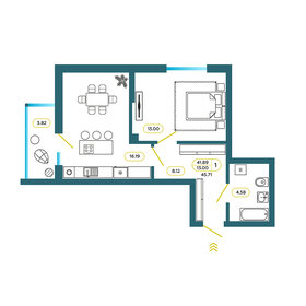 46,2 м², 1-комнатная квартира 4 600 000 ₽ - изображение 48