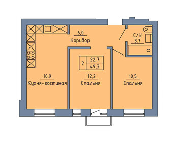 Квартира 47,5 м², 2-комнатная - изображение 1