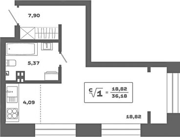 Квартира 36,2 м², студия - изображение 1