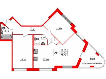 Квартира 74,7 м², 3-комнатная - изображение 1