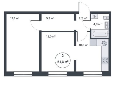 Квартира 51,6 м², 2-комнатная - изображение 5