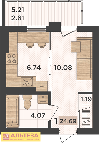 24,7 м², 1-комнатная квартира 3 850 000 ₽ - изображение 51