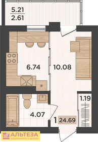 Квартира 24,7 м², 1-комнатная - изображение 1