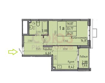 34,4 м², 1-комнатная квартира 3 290 000 ₽ - изображение 31