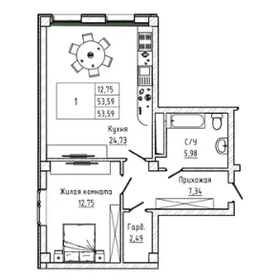 Квартира 58,5 м², 1-комнатная - изображение 4