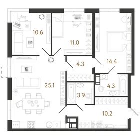 93,4 м², 3-комнатная квартира 21 900 000 ₽ - изображение 114