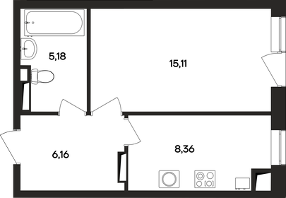 Квартира 34,8 м², 1-комнатная - изображение 1