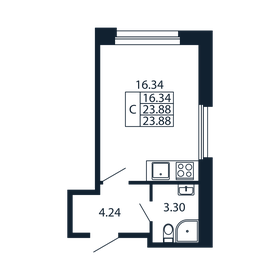 Квартира 23,9 м², студия - изображение 3