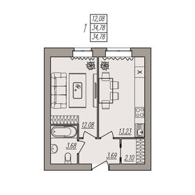 37,7 м², 1-комнатная квартира 4 526 400 ₽ - изображение 19