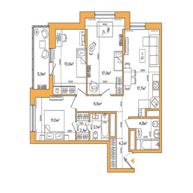Квартира 85,4 м², 3-комнатная - изображение 1