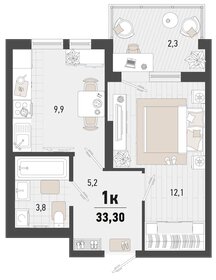 Квартира 33,3 м², 1-комнатная - изображение 1