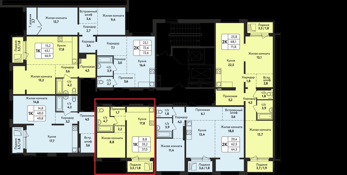 37 м², 1-комнатная квартира 4 810 000 ₽ - изображение 1