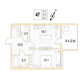 52 м², 2-комнатная квартира 8 300 000 ₽ - изображение 82