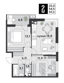 57,5 м², 2-комнатная квартира 4 950 000 ₽ - изображение 79