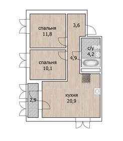 Квартира 55,5 м², 2-комнатная - изображение 1