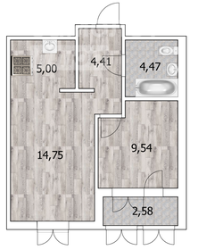 Квартира 39,5 м², 2-комнатная - изображение 1