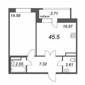 Квартира 45,5 м², 1-комнатная - изображение 1