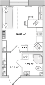 Квартира 25,4 м², студия - изображение 1