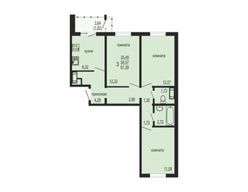 Квартира 61,4 м², 3-комнатная - изображение 1