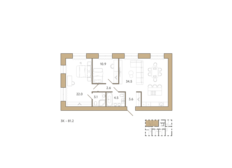 81,2 м², 2-комнатная квартира 9 581 600 ₽ - изображение 1