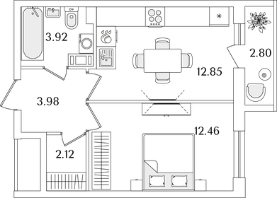 40,5 м², 1-комнатная квартира 8 900 000 ₽ - изображение 82