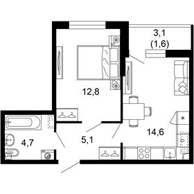 Квартира 38,8 м², 1-комнатная - изображение 1