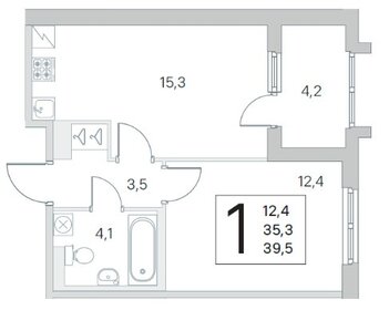 Квартира 39,5 м², 1-комнатная - изображение 1