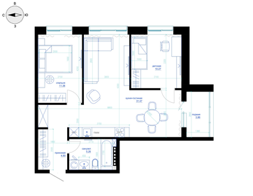 Квартира 64,5 м², 1-комнатная - изображение 3