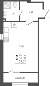 Квартира 38,1 м², студия - изображение 1