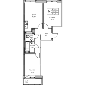 Квартира 55,6 м², 2-комнатная - изображение 1