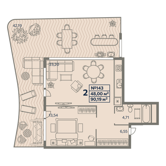 90,2 м², 2-комнатные апартаменты 15 332 300 ₽ - изображение 1