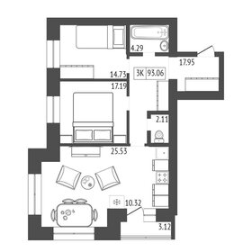 Квартира 93,1 м², 3-комнатная - изображение 2