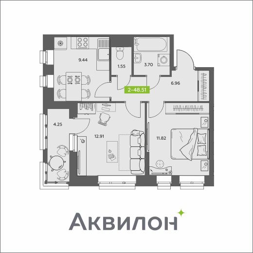 48,5 м², 2-комнатная квартира 11 043 040 ₽ - изображение 1