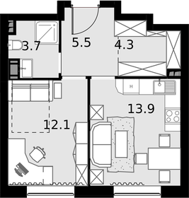 44 м², 1-комнатная квартира 12 500 000 ₽ - изображение 89