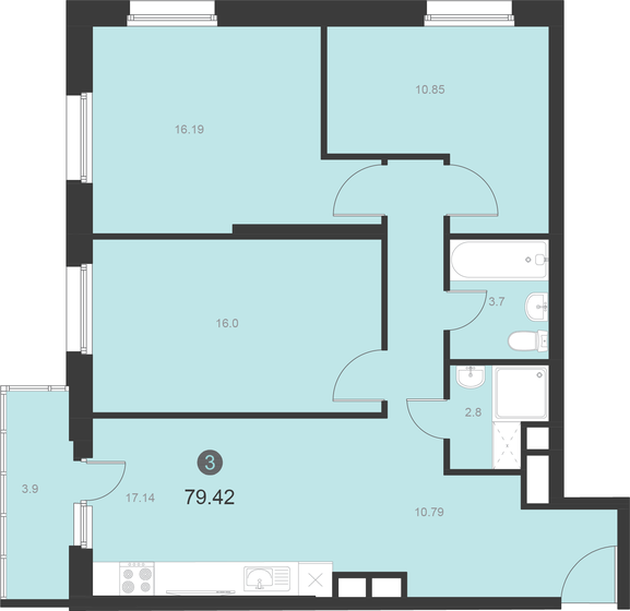 80 м², 3-комнатная квартира 15 190 500 ₽ - изображение 1