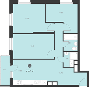 Квартира 79,7 м², 3-комнатная - изображение 1