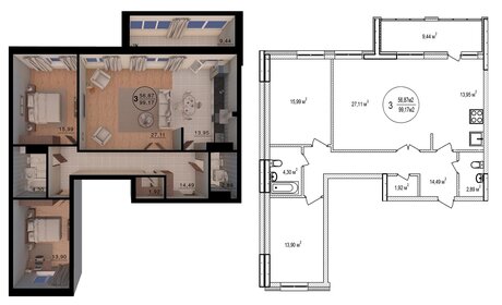 Квартира 99,2 м², 3-комнатная - изображение 5