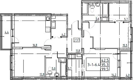 Квартира 100 м², 3-комнатная - изображение 1