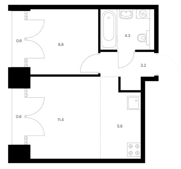 34,8 м², 1-комнатная квартира 16 495 000 ₽ - изображение 1