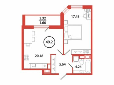 Квартира 49,2 м², 1-комнатная - изображение 1