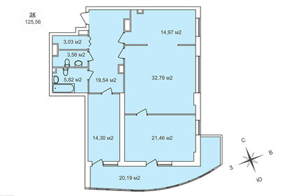 Квартира 125,6 м², 3-комнатная - изображение 1