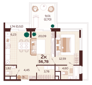 55,3 м², 2-комнатная квартира 27 070 000 ₽ - изображение 13