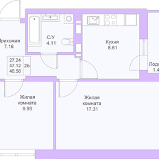 Квартира 48,6 м², 2-комнатная - изображение 3