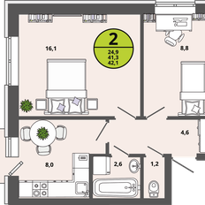 Квартира 41,3 м², 2-комнатная - изображение 2